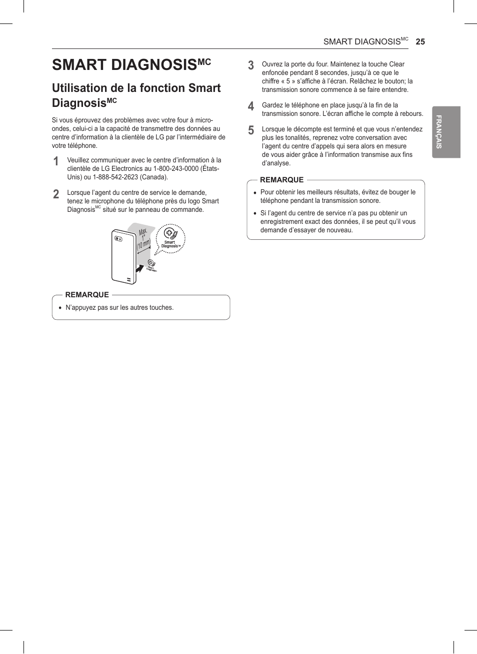 Smart diagnosis, Utilisation de la fonction smart diagnosis | LG 1.5 cu. ft. Countertop Microwave User Manual User Manual | Page 57 / 64