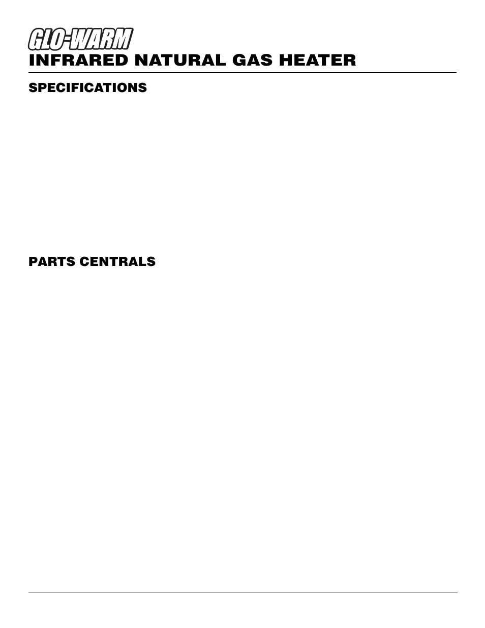 Infrared natural gas heater, Specifications, Parts centrals | Desa FAS-3C User Manual | Page 18 / 28