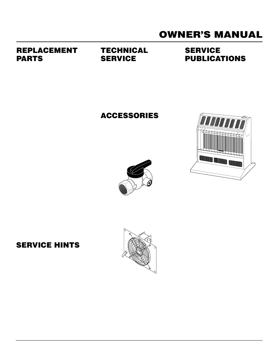 Owner’s manual, Accessories, Technical service | Service publications, Service hints, Replacement parts | Desa FAS-3C User Manual | Page 19 / 28