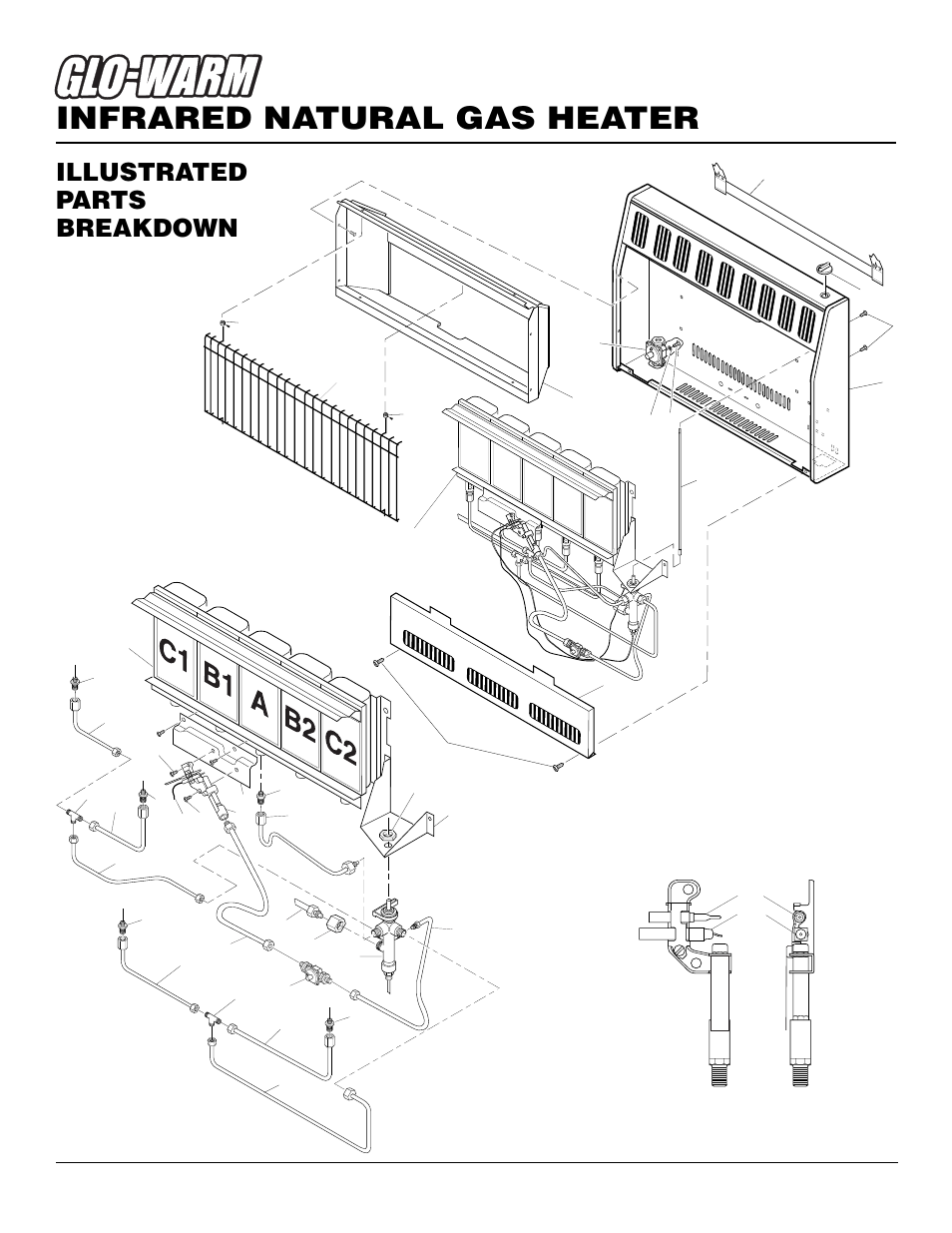 Infrared natural gas heater, Illustrated parts breakdown, Fa-5b | Burner assembly, Ods/pilot assembly | Desa FAS-3C User Manual | Page 22 / 28