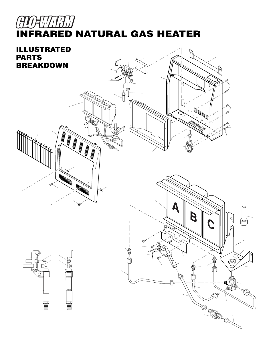 Infrared natural gas heater, Illustrated parts breakdown, Fas-3c | Desa FAS-3C User Manual | Page 24 / 28