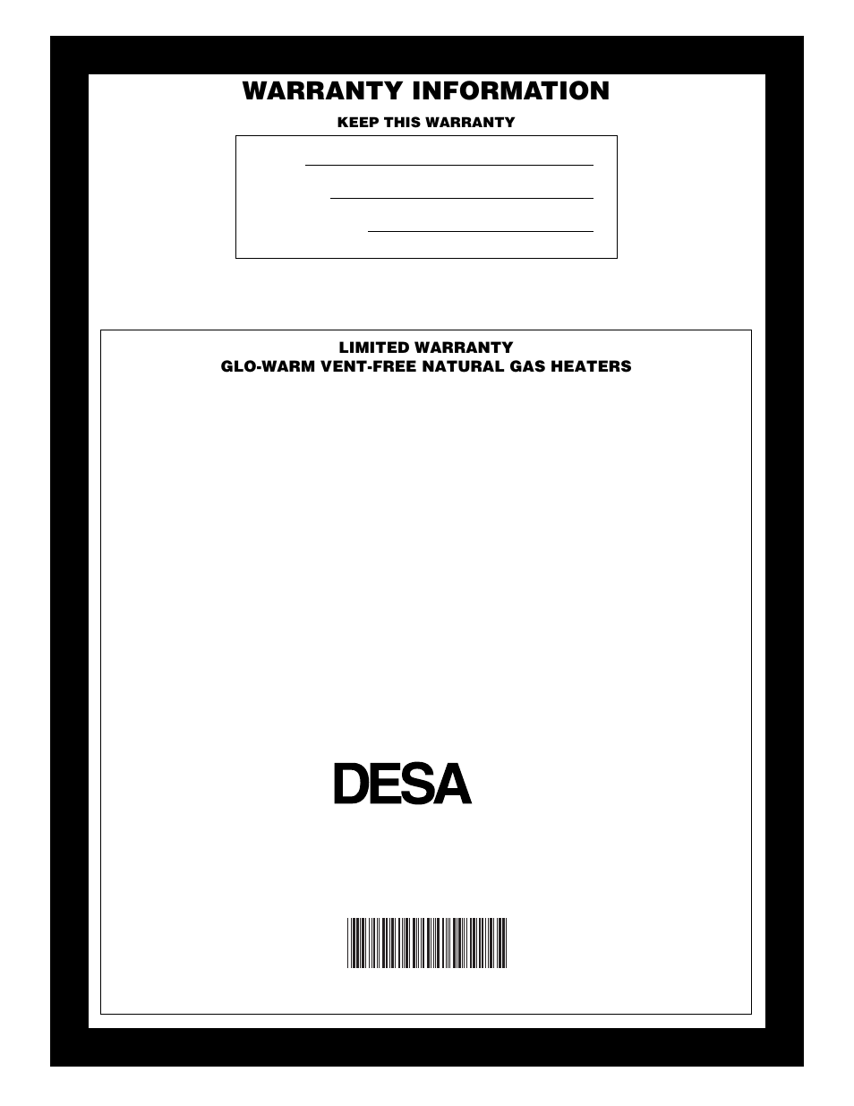 Warranty information | Desa FAS-3C User Manual | Page 28 / 28