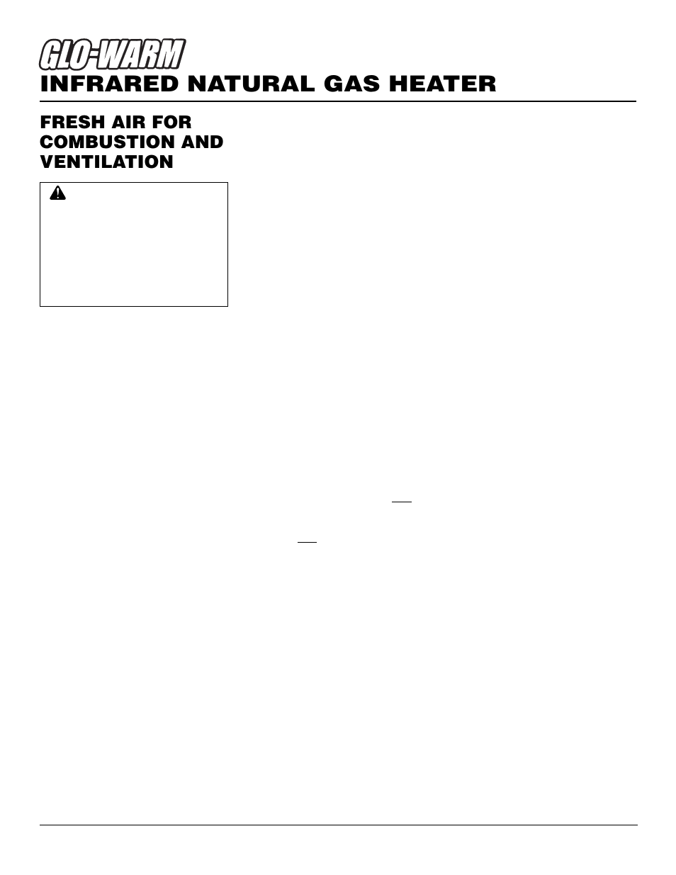 Infrared natural gas heater, Fresh air for combustion and ventilation | Desa FAS-3C User Manual | Page 4 / 28