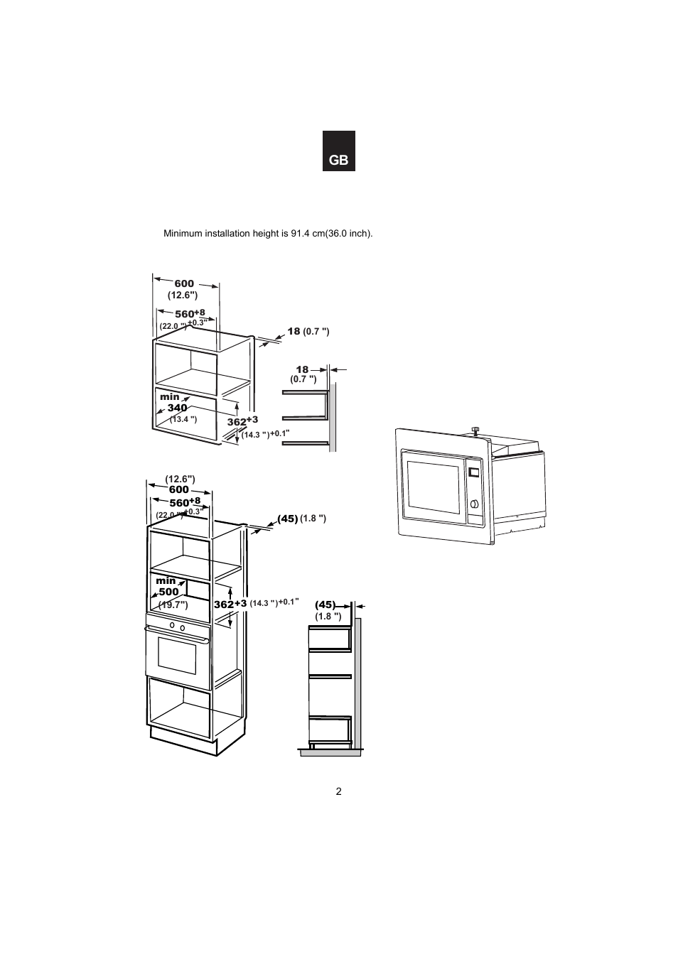 Smeg 24 Inch Built-In Microwave Oven Installation Manual User Manual | Page 2 / 12