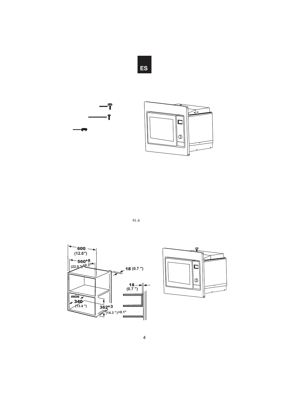 Instrucciones de instalación, Lea atentamente el manual antes de la instalación, Atención | Conexión eléctrica, A. muebles incorporados 1 | Smeg 24 Inch Built-In Microwave Oven Installation Manual User Manual | Page 4 / 12