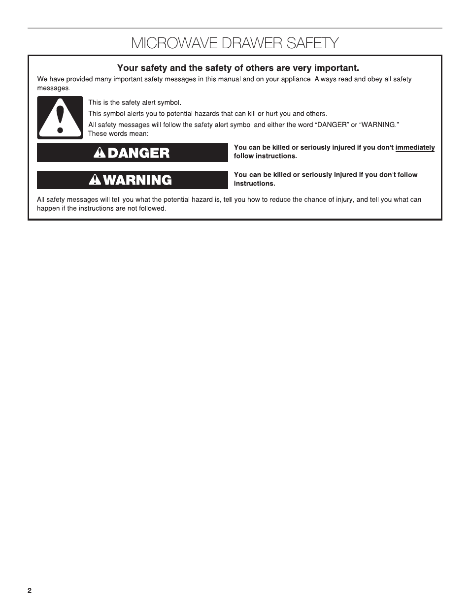 Microwave drawer safety | JennAir Rise 24 Inch Under Counter Microwave Drawer Installation Instructions User Manual | Page 2 / 20