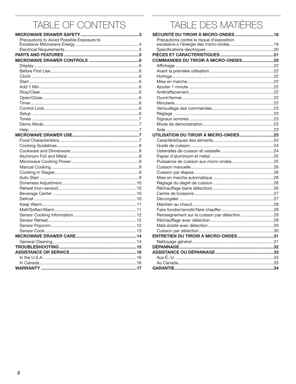 JennAir Rise 24 Inch Under Counter Microwave Drawer Owner's Manual User Manual | Page 2 / 36