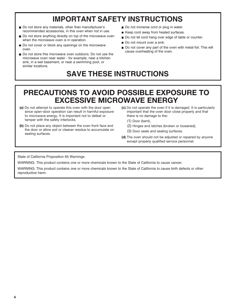 Important safety instructions | JennAir Rise 24 Inch Under Counter Microwave Drawer Owner's Manual User Manual | Page 4 / 36