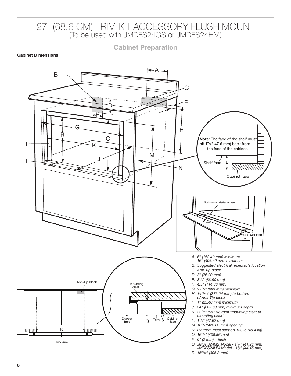 Cabinet preparation | JennAir Noir 24 Inch Undercounter Microwave Oven Installation Guide User Manual | Page 8 / 20