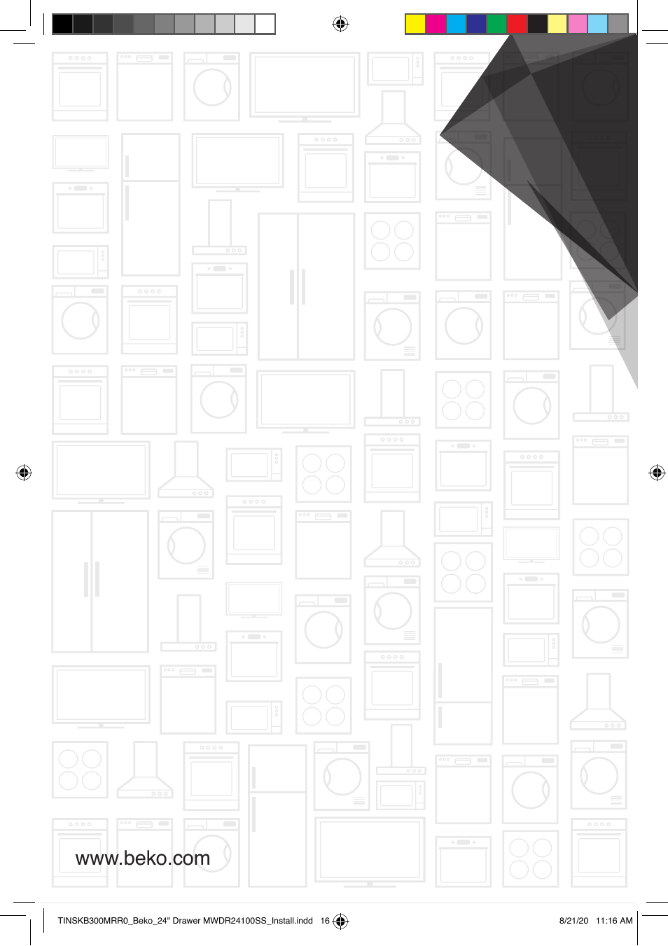 Beko 24 Inch Built-in Microwave Drawer Installation Guide User Manual | Page 16 / 16