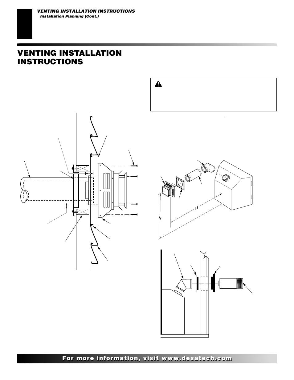 Venting installation instructions, Continued | Desa V)V36EN User Manual | Page 10 / 40