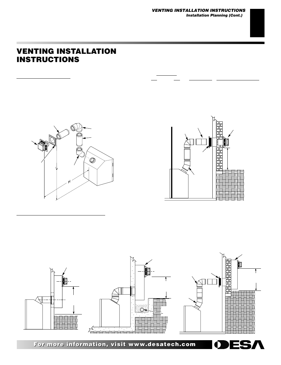 Venting installation instructions, Continued | Desa V)V36EN User Manual | Page 11 / 40