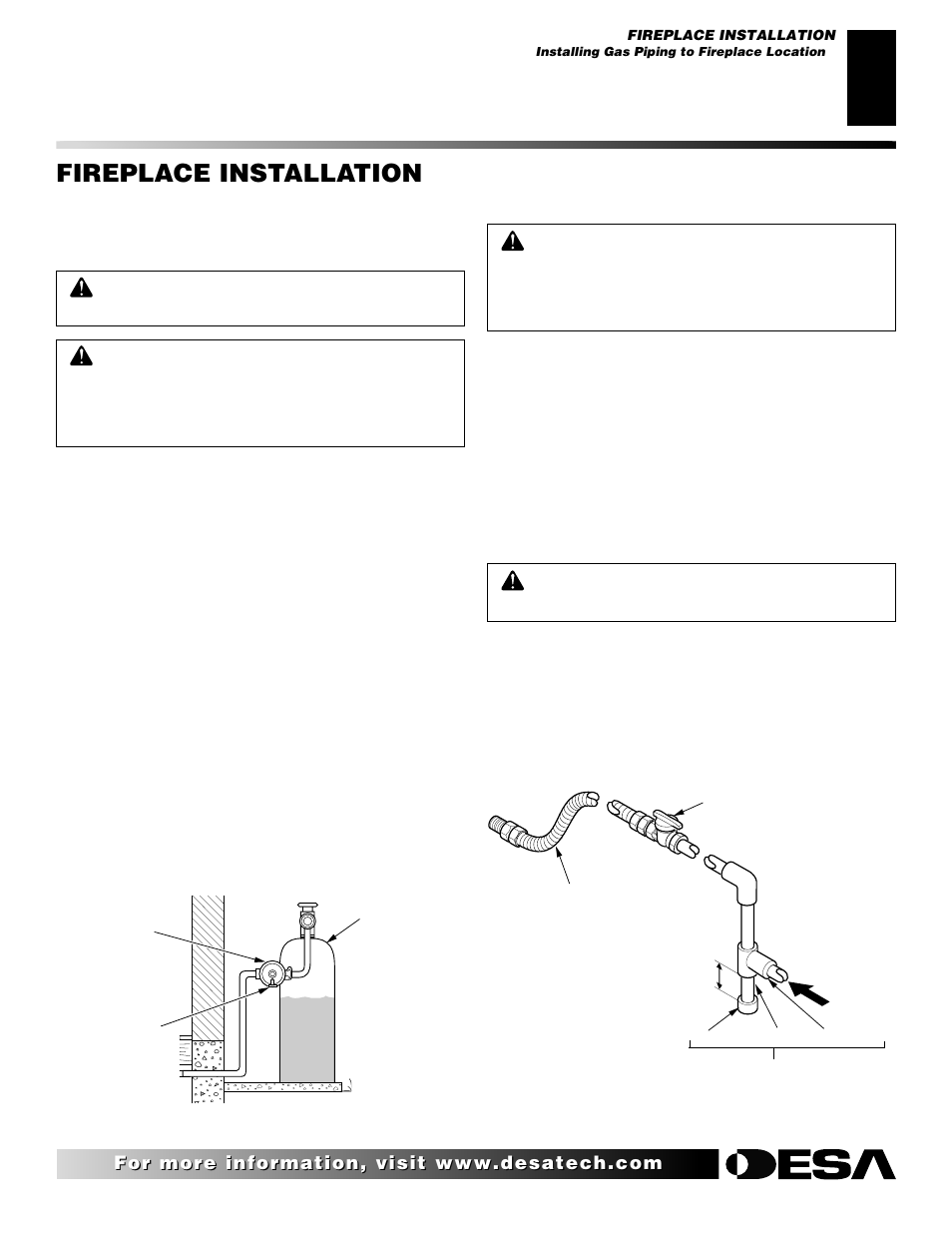 Fireplace installation, Continued | Desa V)V36EN User Manual | Page 19 / 40