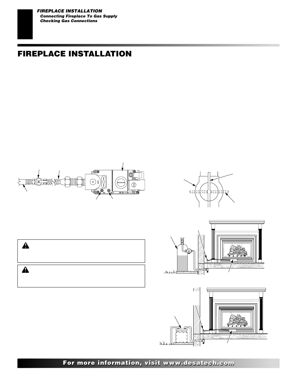 Fireplace installation, Continued | Desa V)V36EN User Manual | Page 20 / 40