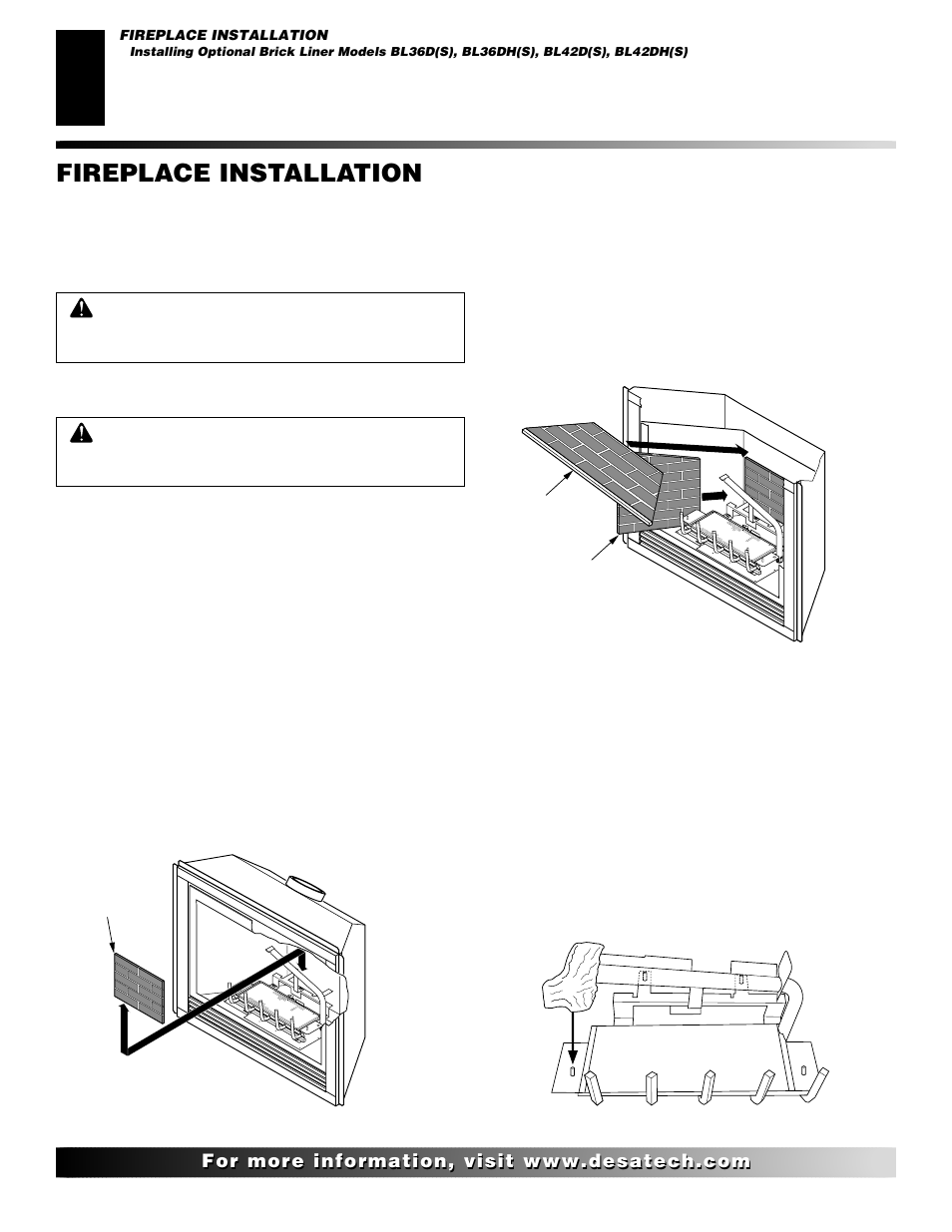 Fireplace installation, Continued | Desa V)V36EN User Manual | Page 22 / 40