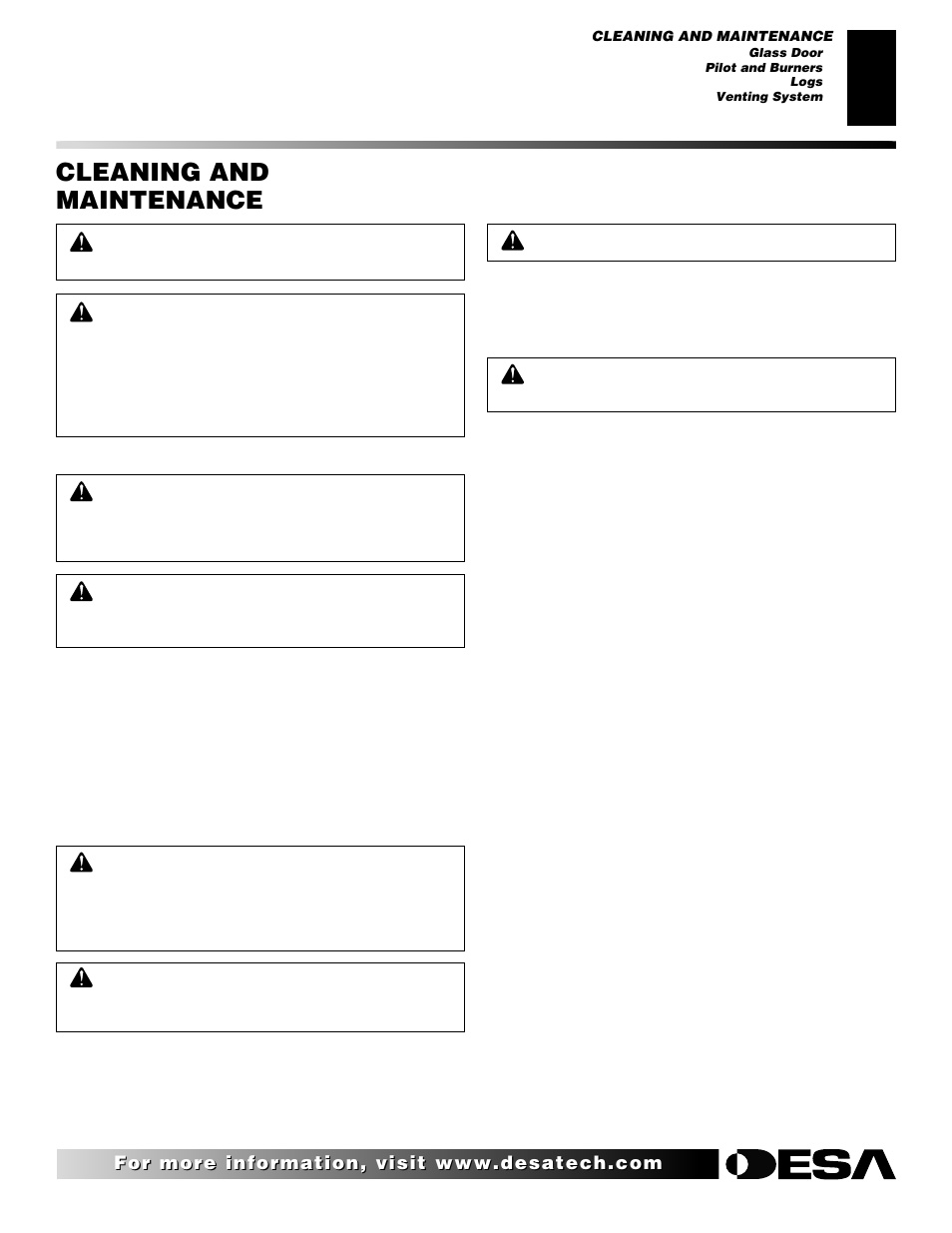 Cleaning and maintenance | Desa V)V36EN User Manual | Page 27 / 40
