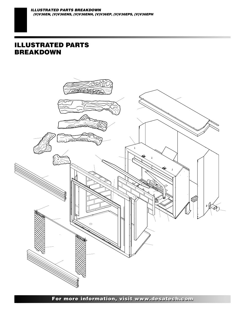 Illustrated parts breakdown and, Illustrated parts breakdown | Desa V)V36EN User Manual | Page 32 / 40