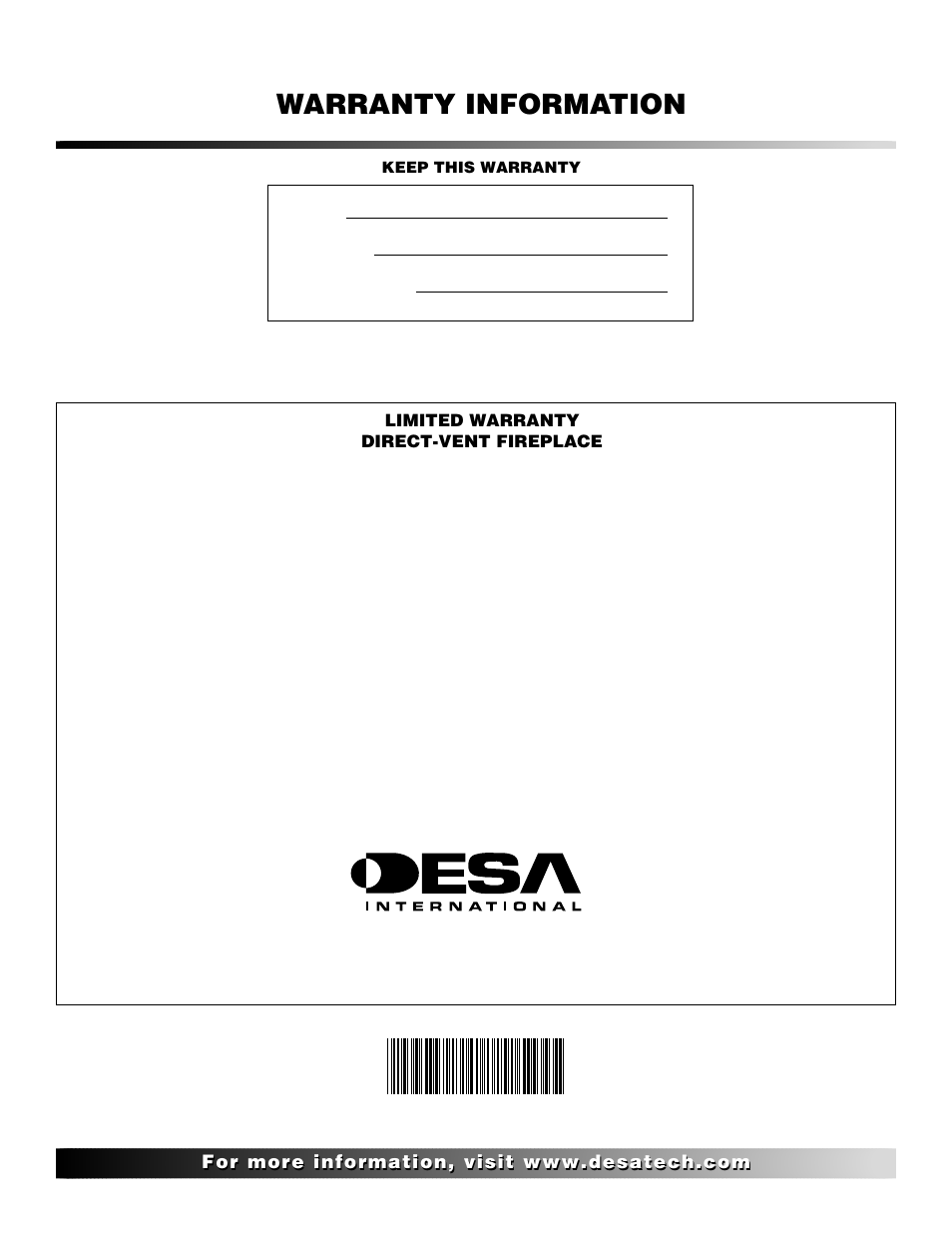 Warranty information | Desa V)V36EN User Manual | Page 40 / 40