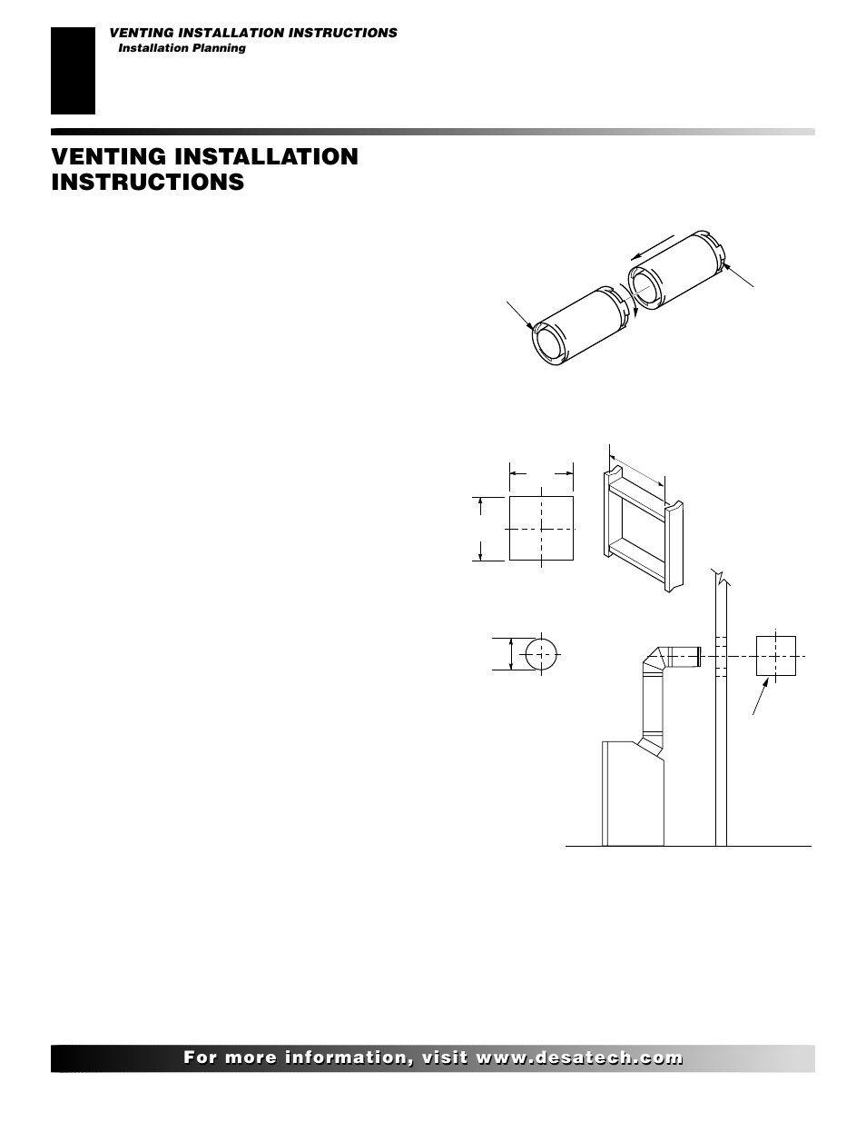Venting installation instructions, Continued, Installation planning | Horizontal termination installation | Desa V)V36EN User Manual | Page 8 / 40