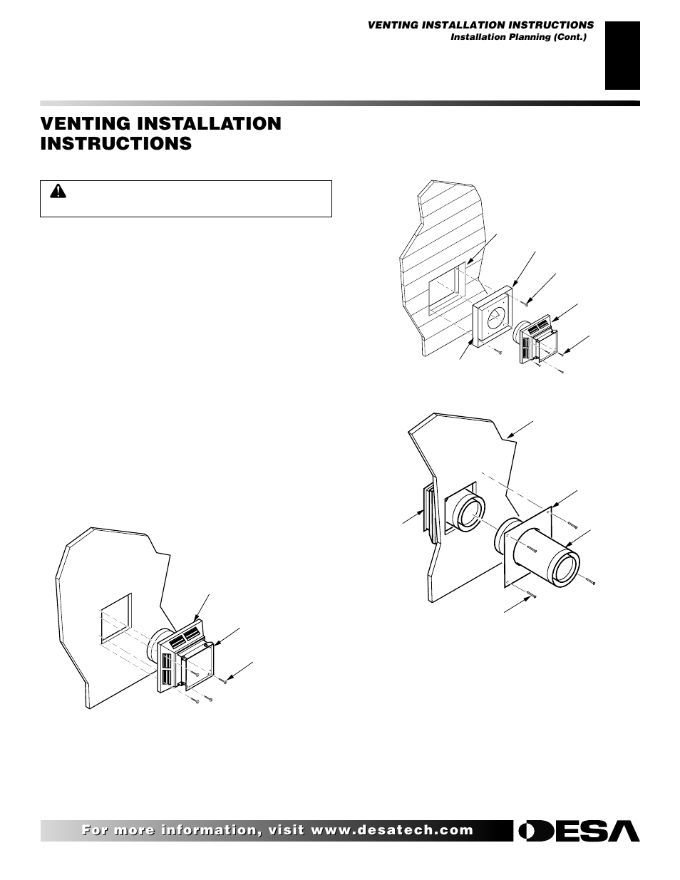 Venting installation instructions, Continued | Desa V)V36EN User Manual | Page 9 / 40