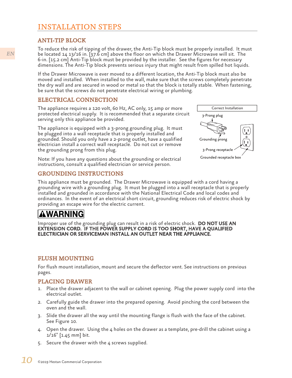 Installation steps | Hestan 30 Inch Drawer Microwave Installation Manual User Manual | Page 12 / 28