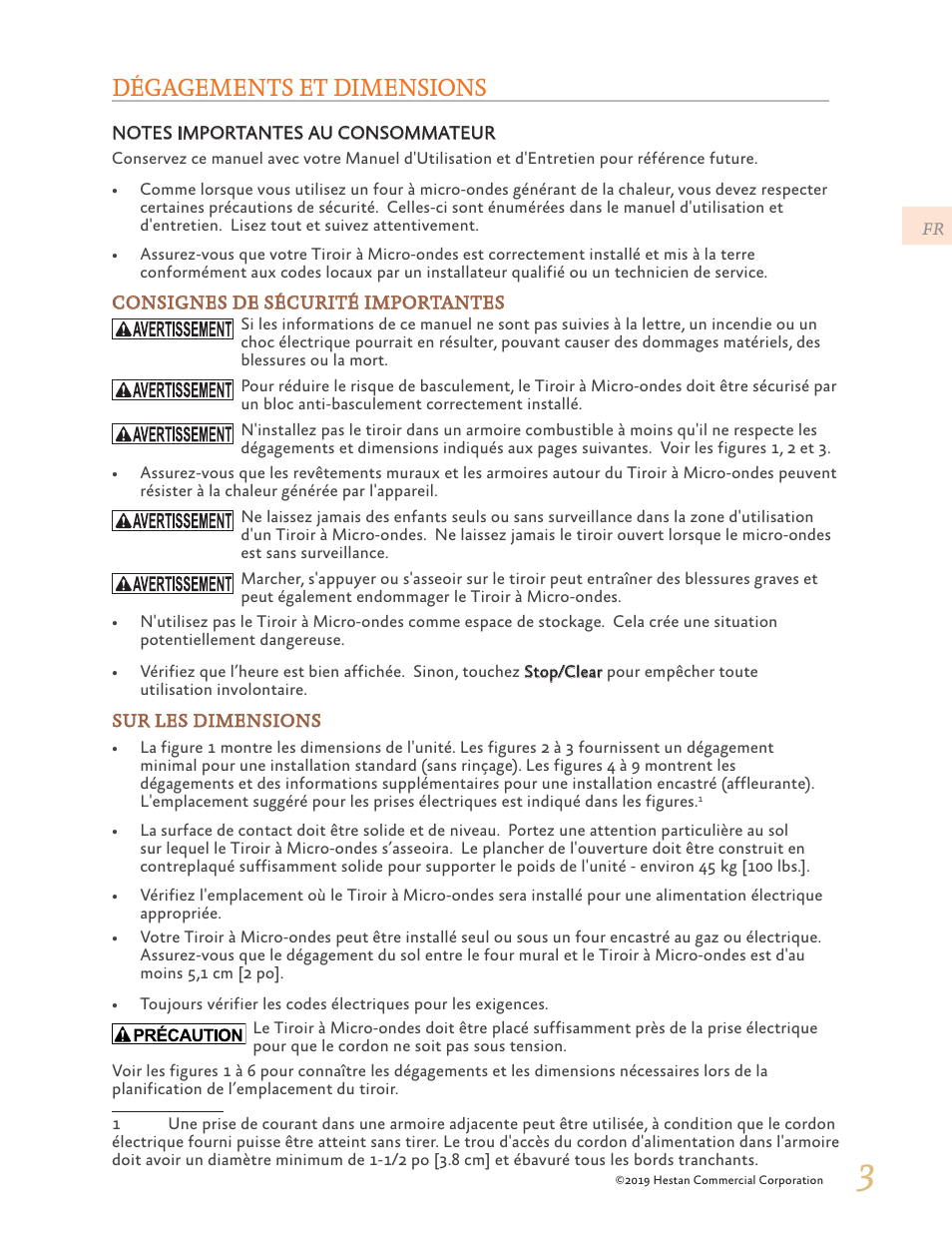 Dégagements et dimensions | Hestan 30 Inch Drawer Microwave Installation Manual User Manual | Page 17 / 28
