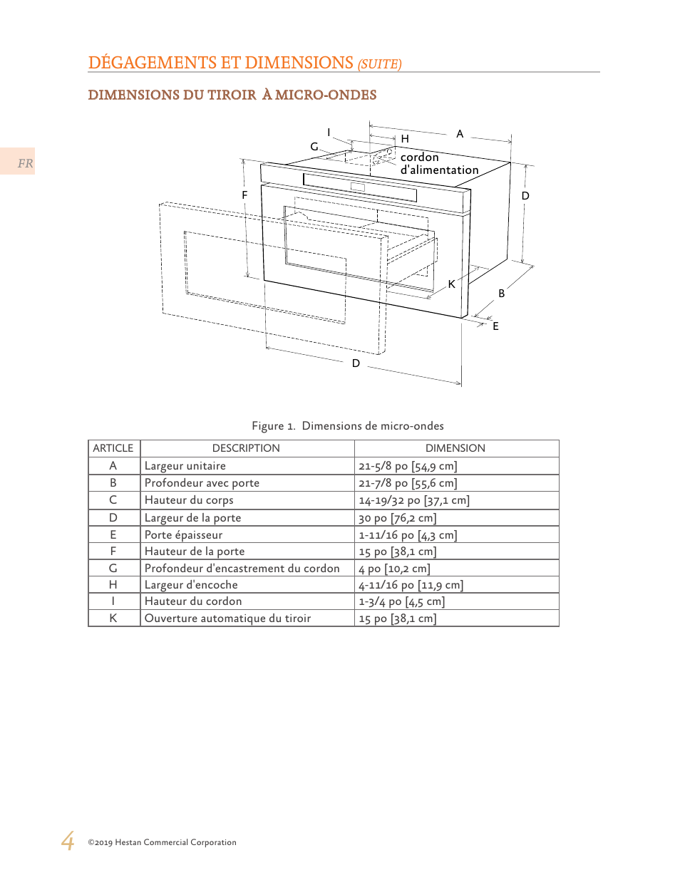 Dégagements et dimensions | Hestan 30 Inch Drawer Microwave Installation Manual User Manual | Page 18 / 28