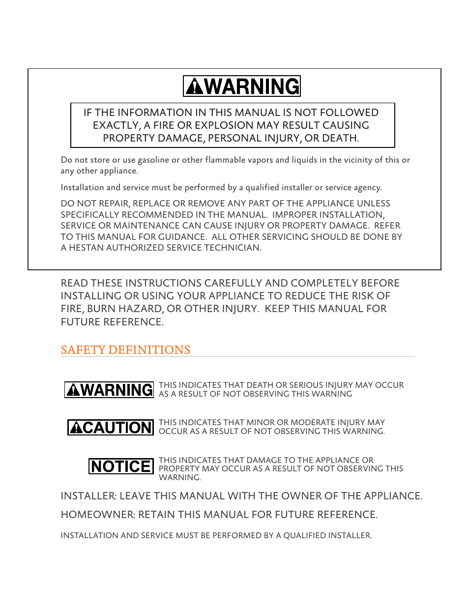 Safety definitions | Hestan 30 Inch Drawer Microwave Installation Manual User Manual | Page 2 / 28