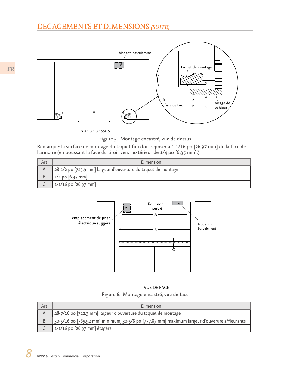 Dégagements et dimensions | Hestan 30 Inch Drawer Microwave Installation Manual User Manual | Page 22 / 28