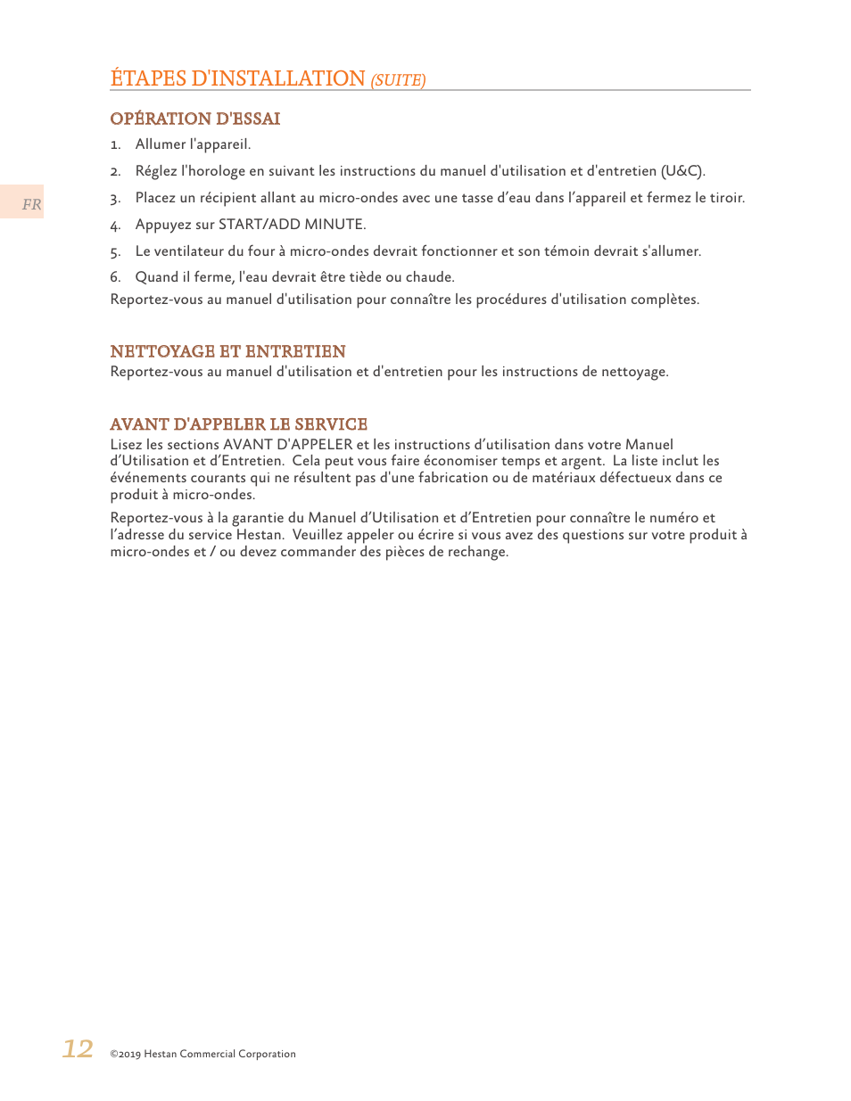 Étapes d'installation | Hestan 30 Inch Drawer Microwave Installation Manual User Manual | Page 26 / 28