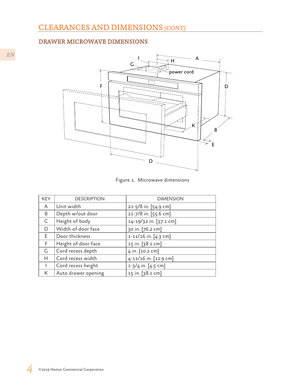 Clearances and dimensions | Hestan 30 Inch Drawer Microwave Installation Manual User Manual | Page 6 / 28