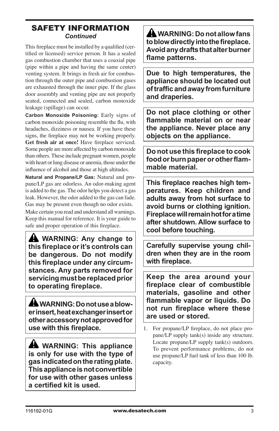 Safety information | Desa (V)TC36N(-HA) Series User Manual | Page 3 / 44