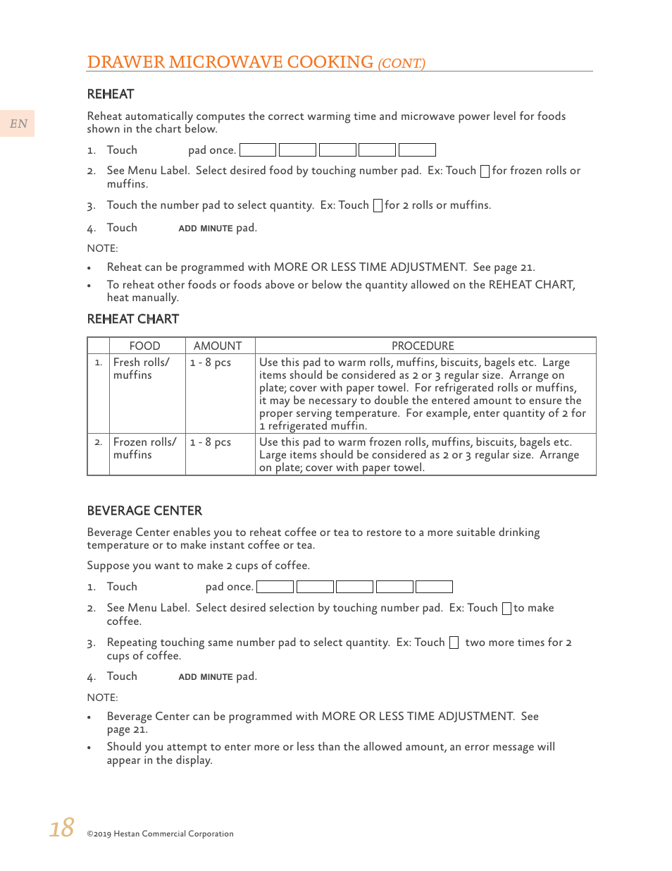 Drawer microwave cooking | Hestan 30 Inch Drawer Microwave Use and Care Manual User Manual | Page 20 / 64
