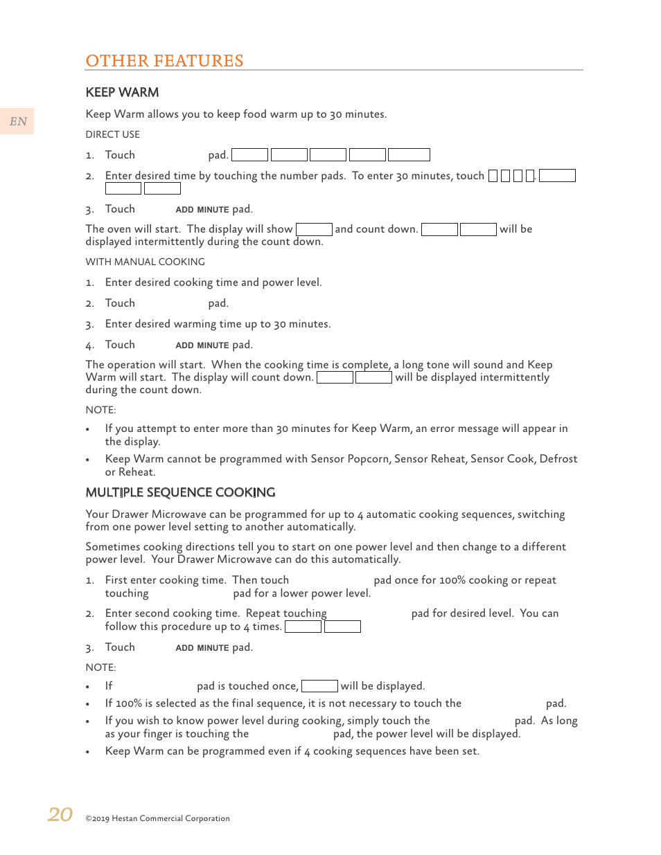 Other features | Hestan 30 Inch Drawer Microwave Use and Care Manual User Manual | Page 22 / 64