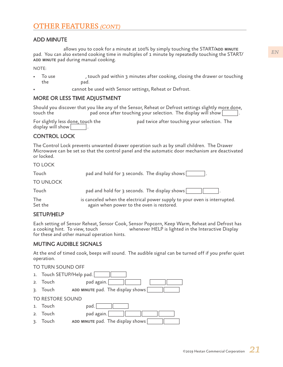 Other features | Hestan 30 Inch Drawer Microwave Use and Care Manual User Manual | Page 23 / 64