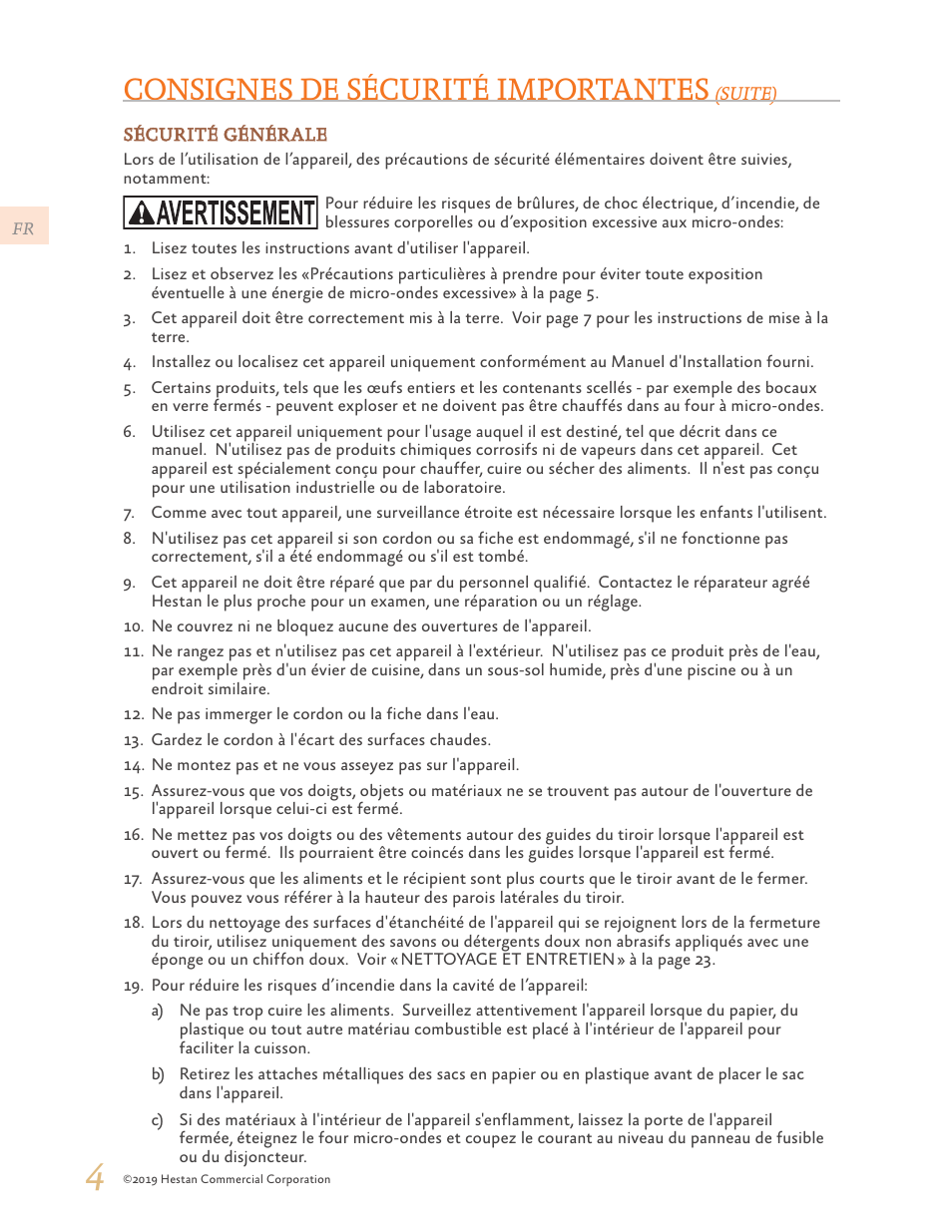 Consignes de sécurité importantes | Hestan 30 Inch Drawer Microwave Use and Care Manual User Manual | Page 38 / 64