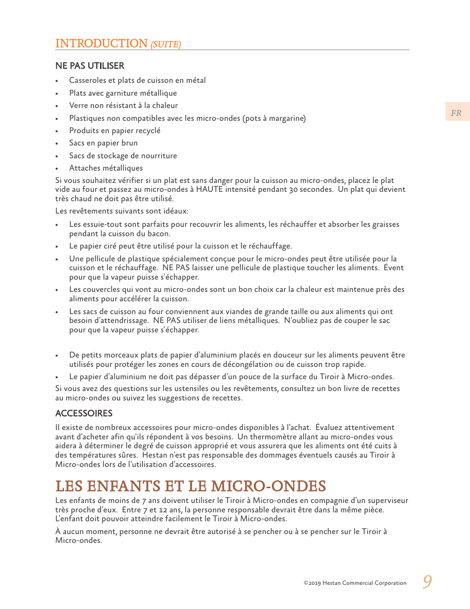 Les enfants et le micro-ondes, Introduction | Hestan 30 Inch Drawer Microwave Use and Care Manual User Manual | Page 43 / 64