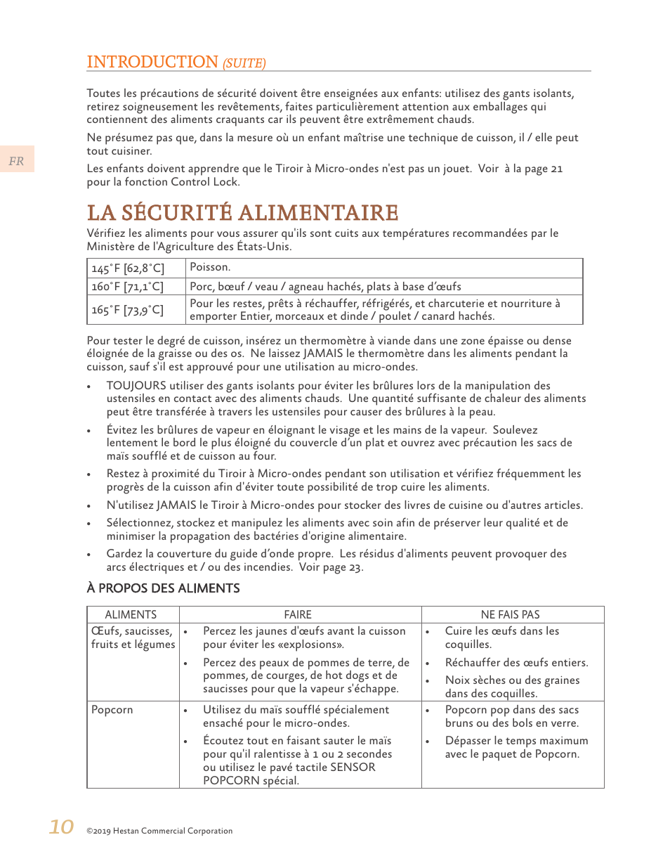La sécurité alimentaire, Introduction | Hestan 30 Inch Drawer Microwave Use and Care Manual User Manual | Page 44 / 64