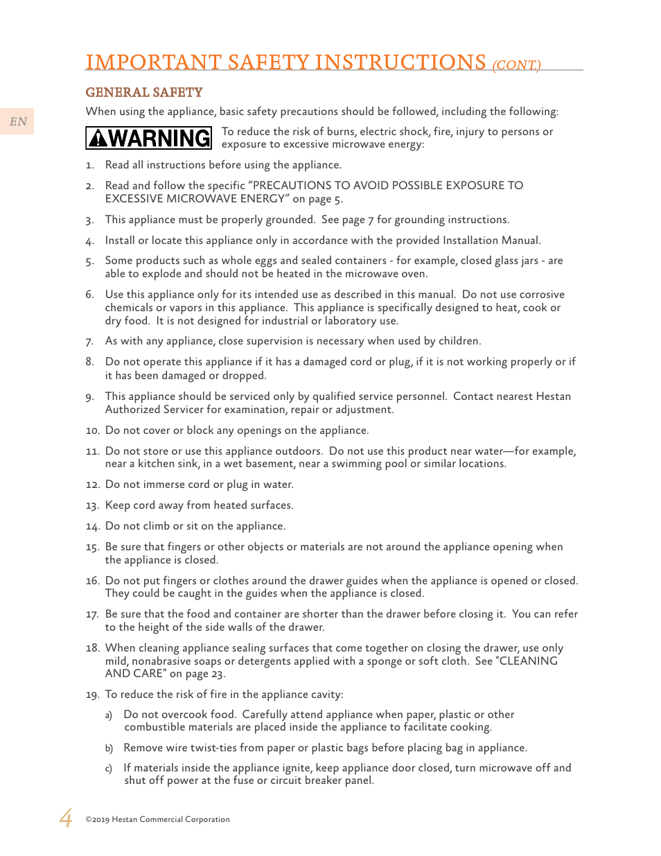 Important safety instructions | Hestan 30 Inch Drawer Microwave Use and Care Manual User Manual | Page 6 / 64