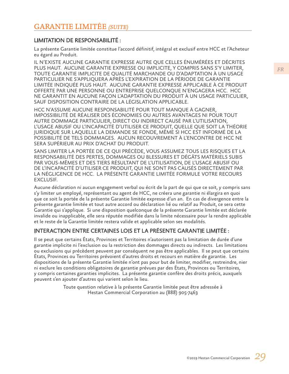 Garantie limitée | Hestan 30 Inch Drawer Microwave Use and Care Manual User Manual | Page 63 / 64