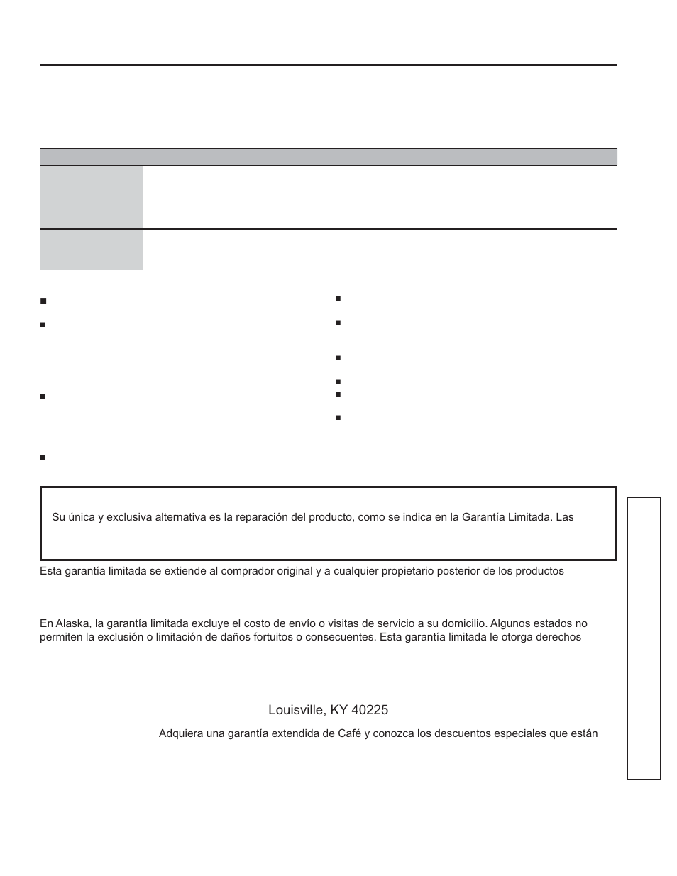 Garantía limit ada, Garantía limitada de la estufa eléctrica café | Cafe 24 Inch Built In Microwave Drawer Oven Owners Guide User Manual | Page 44 / 45