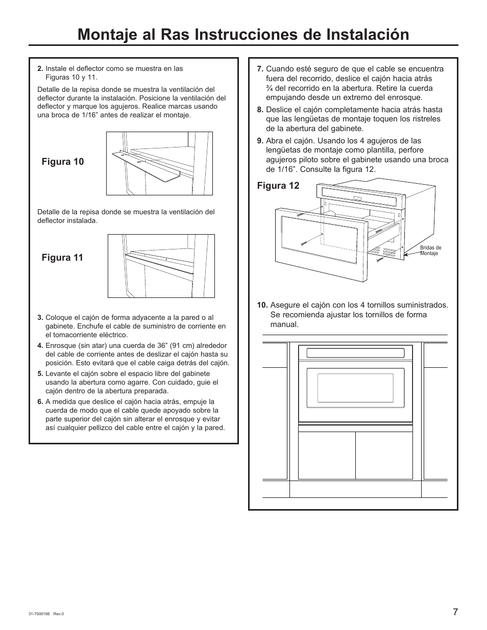 Montaje al ras instrucciones de instalación | Cafe 24 Inch Built In Microwave Drawer Oven Installation Guide User Manual | Page 15 / 16