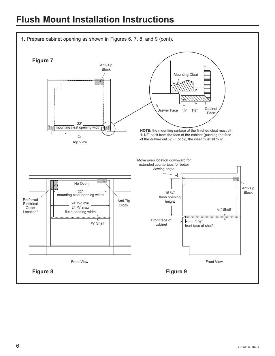 Flush mount installation instructions, Figure 7 figure 8 figure 9 | Cafe 24 Inch Built In Microwave Drawer Oven Installation Guide User Manual | Page 6 / 16