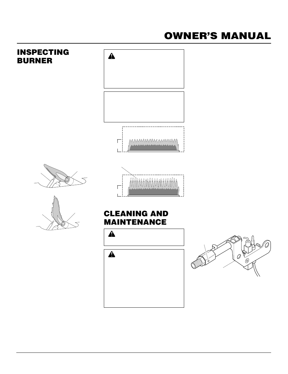 Owner’s manual, Inspecting burner, Cleaning and maintenance | Desa CGP20B User Manual | Page 13 / 24