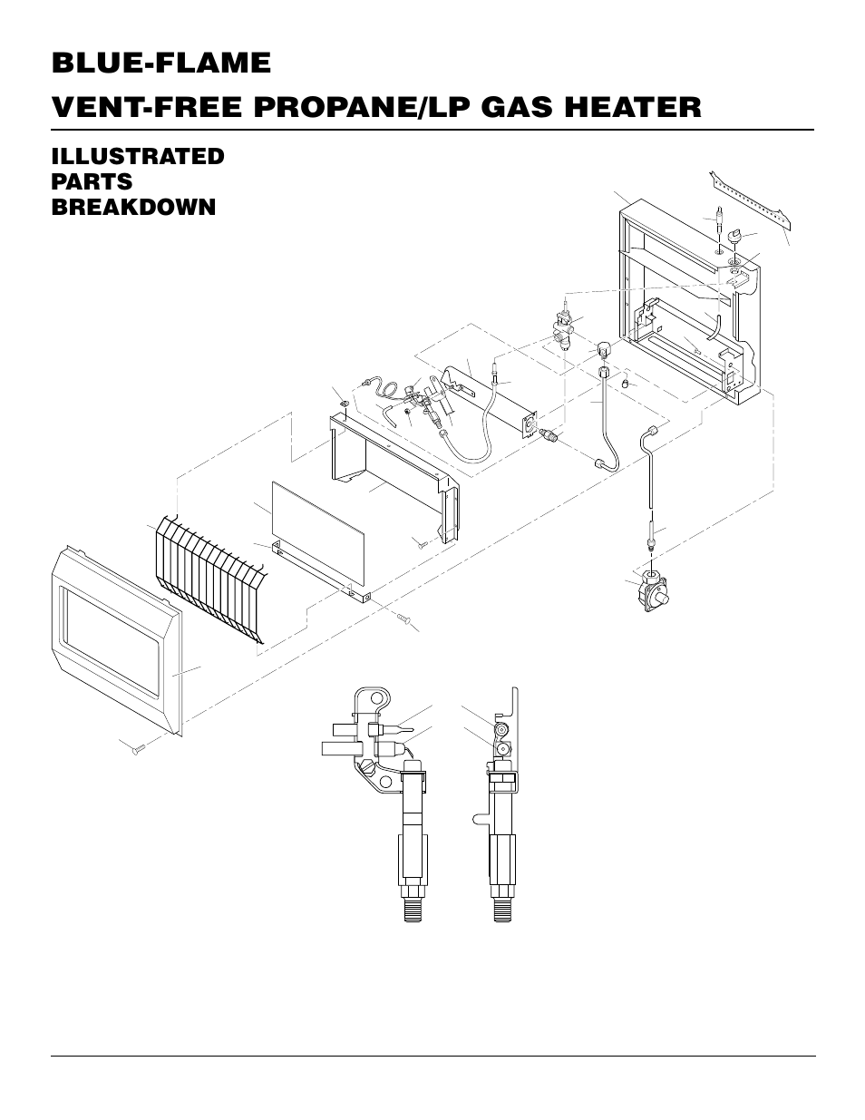 Vent-free propane/lp gas heater blue-flame, Illustrated parts breakdown, Cgp20b cgp20lb | Ods/pilot | Desa CGP20B User Manual | Page 20 / 24