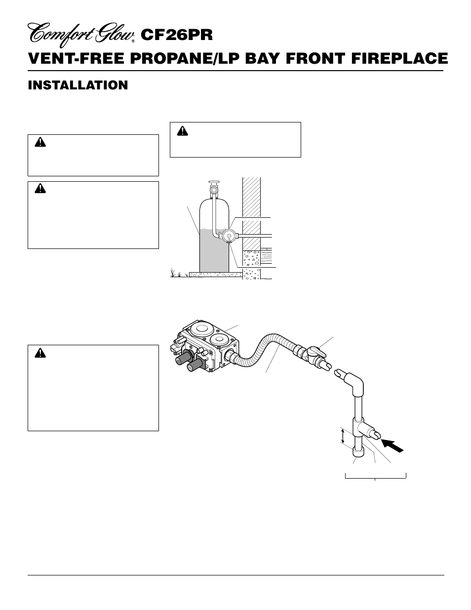 Vent-free propane/lp bay front fireplace cf26pr, Installation, Continued | Desa CF26PR User Manual | Page 12 / 30