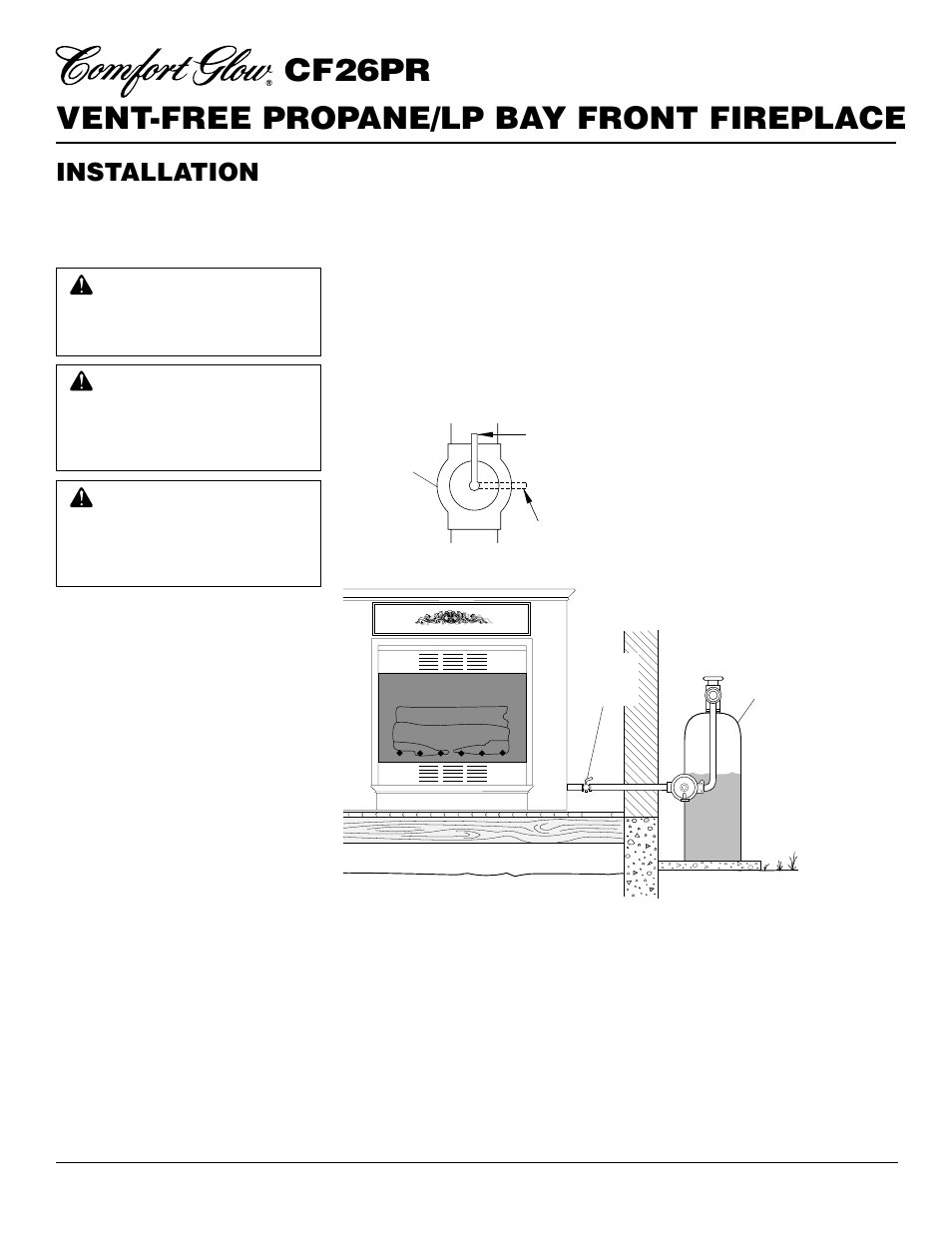 Vent-free propane/lp bay front fireplace cf26pr, Installation, Continued | Desa CF26PR User Manual | Page 14 / 30