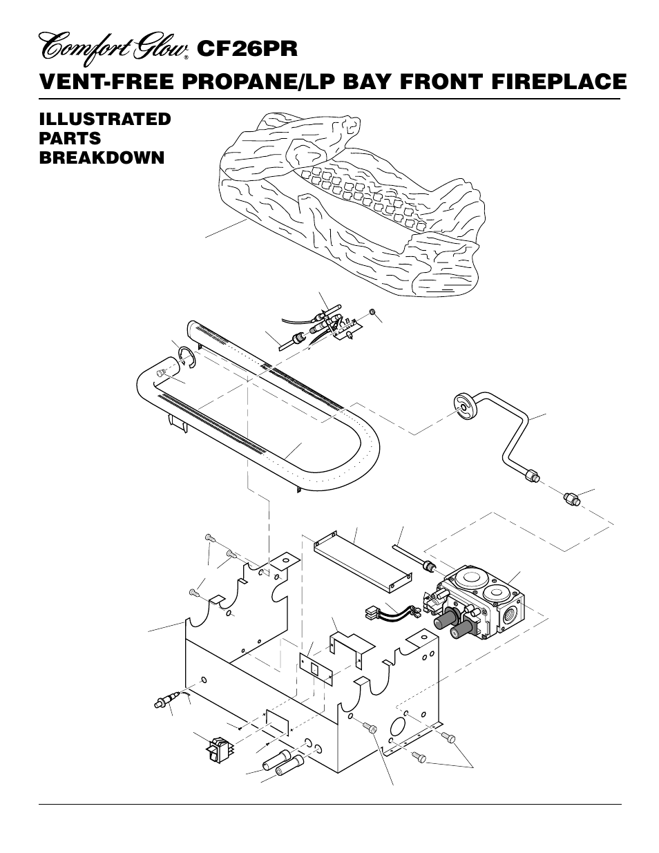 Vent-free propane/lp bay front fireplace cf26pr, Illustrated parts breakdown | Desa CF26PR User Manual | Page 24 / 30