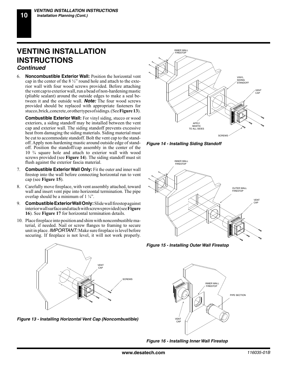 Venting installation instructions, Continued | Desa (V) CD36R(N User Manual | Page 10 / 48
