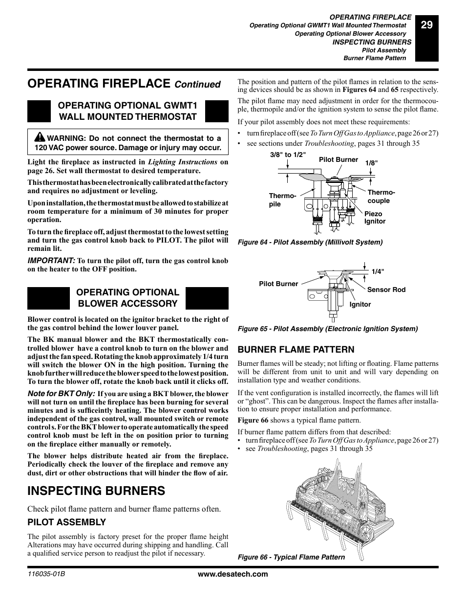 Operating fireplace, Inspecting burners, Continued | Desa (V) CD36R(N User Manual | Page 29 / 48